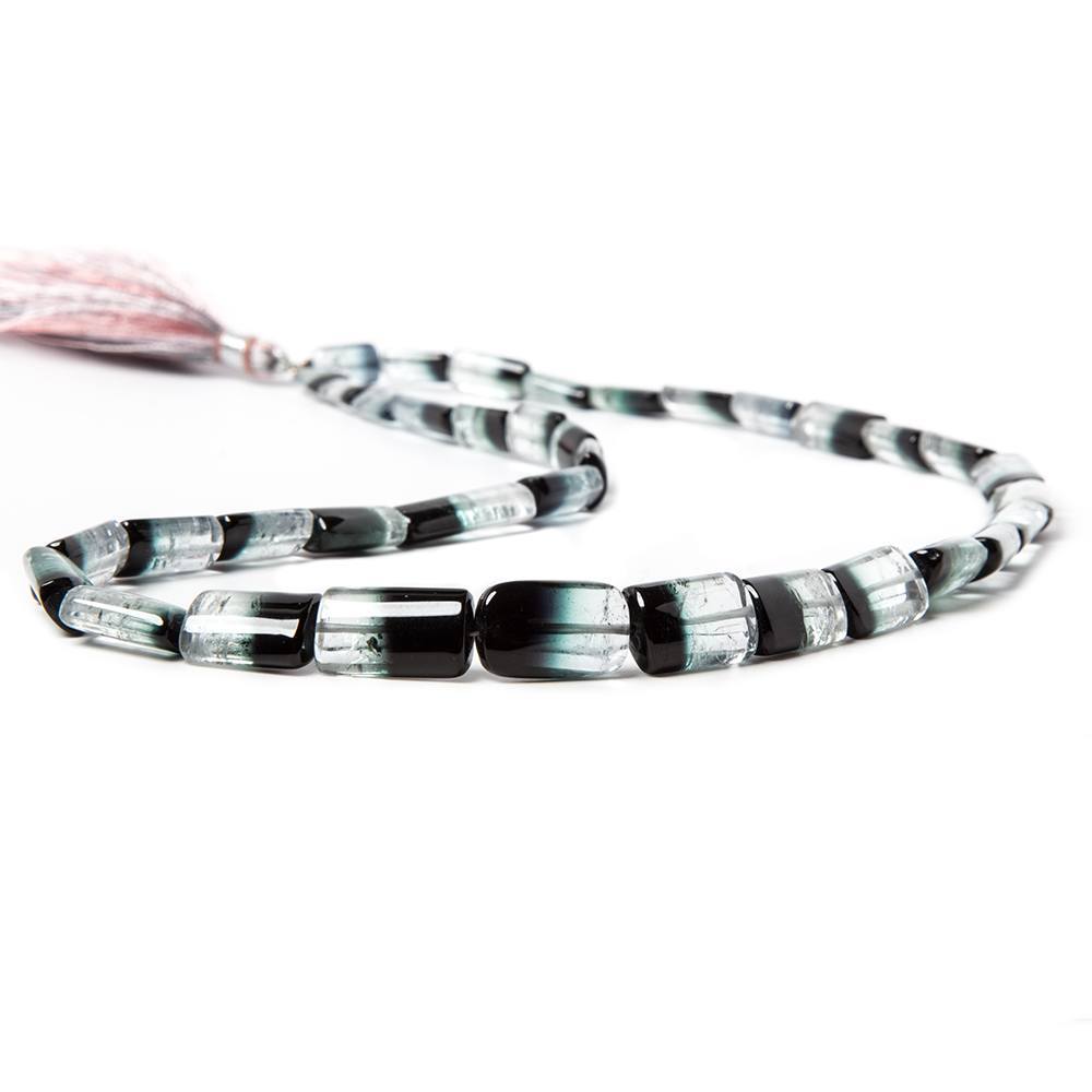 10x5-15x10mm Colorless and Indicolite Tourmaline plain tube 37 beads 18 inch - Beadsofcambay.com