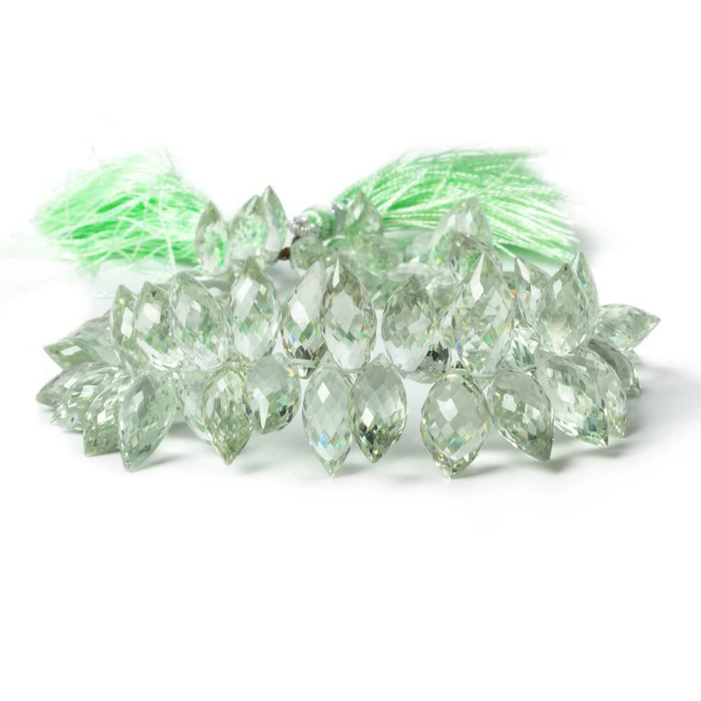 10x5mm-16x8mm Prasiolite Marquise Briolette 71 pieces - Beadsofcambay.com