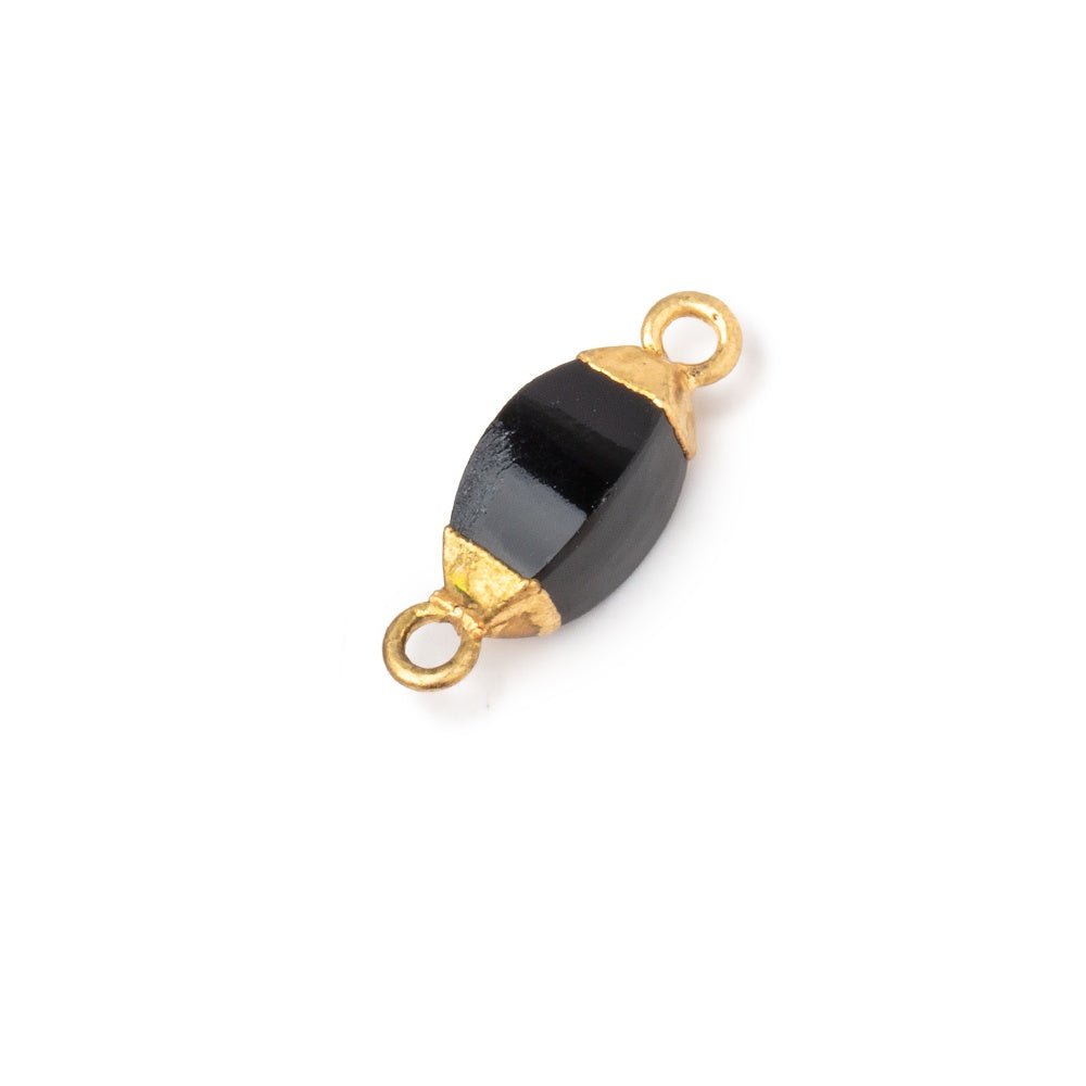 10x5mm Gold Leafed Black Onyx 4 sided Marquise Connector 1 piece - Beadsofcambay.com