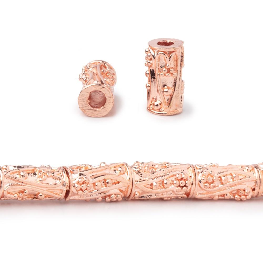 10x5mm Rose Gold Plated Copper Heart & Paisley Tubes 8 inch 20 Beads - Beadsofcambay.com