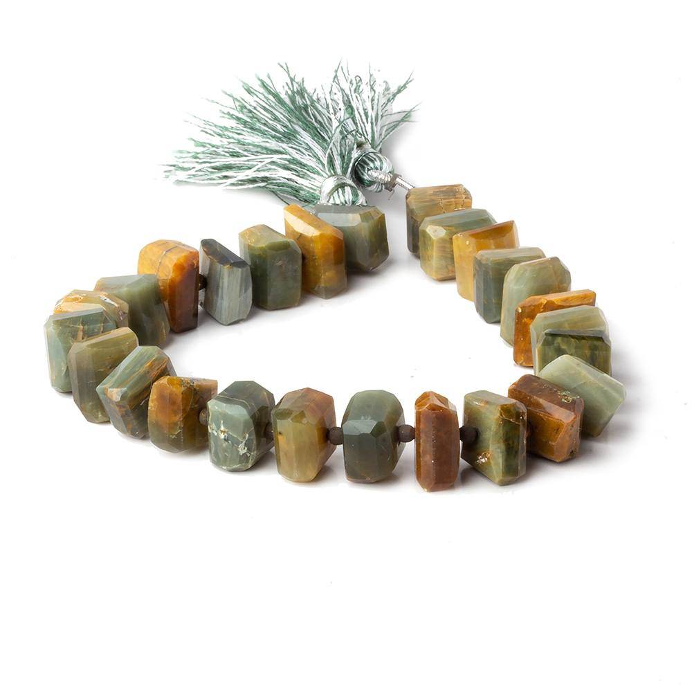 10x6-11x6mm Cat's Eye Green Quartz Center Drilled Nuggets 8 inch 26 pcs AA - Beadsofcambay.com