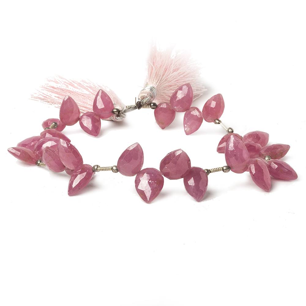 10x6-12x9mm Ruby shoulder drilled faceted pear Beads 7.75 inch 28 pieces - Beadsofcambay.com