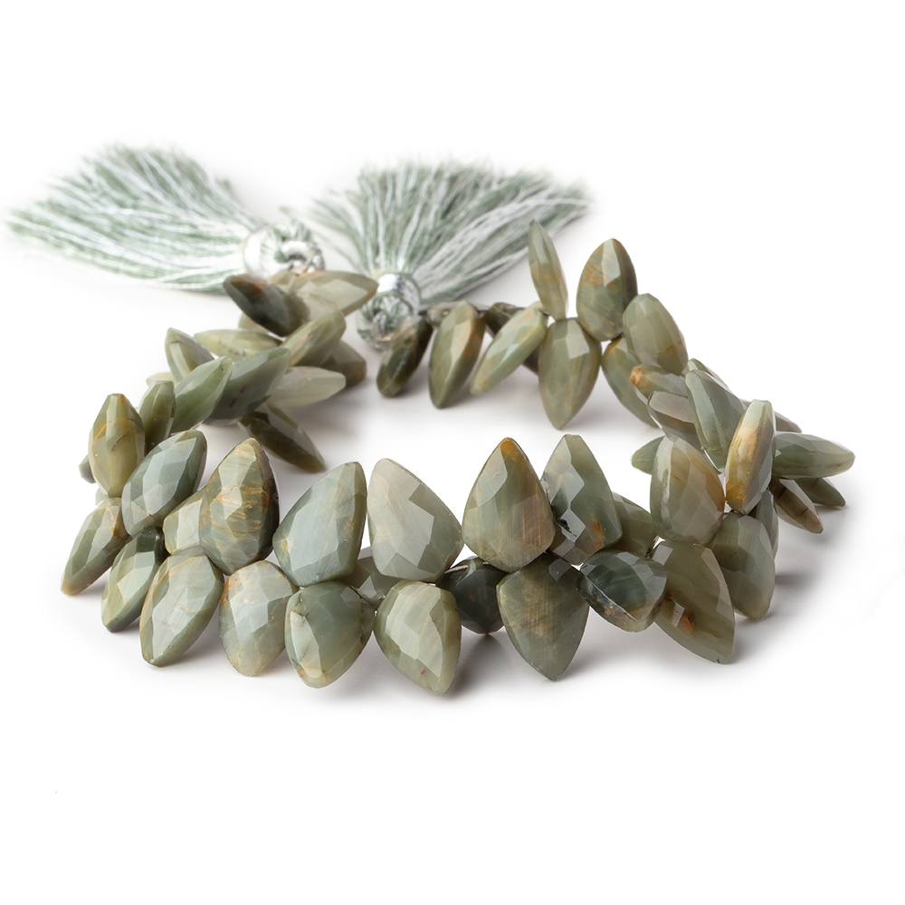 10x6-13x8mm Cat's Eye Quartz Faceted Shield Beads 8 inch 60 pieces - Beadsofcambay.com