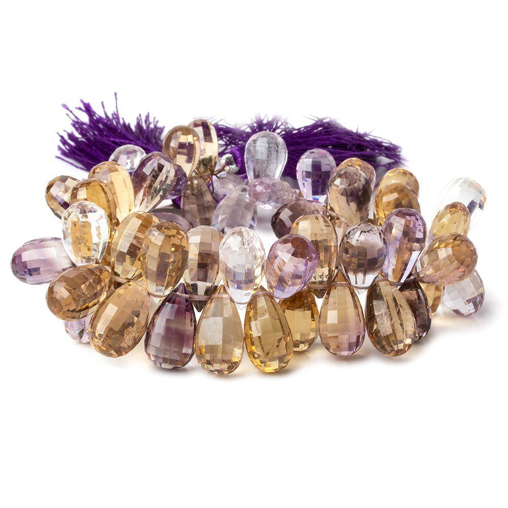 10x6-15x8mm Amethyst, Citrine and Ametrine Faceted Tear Drop Beads 55 pieces - Beadsofcambay.com