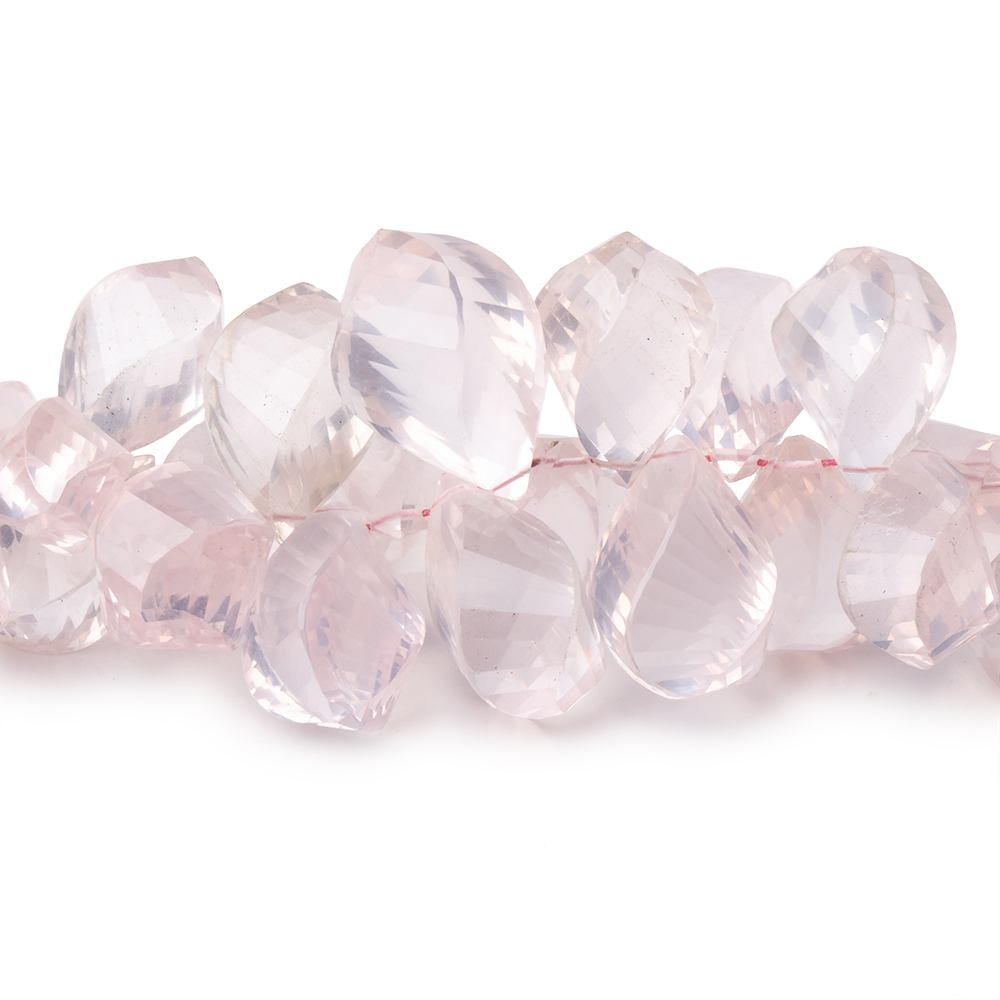 10x6-17x9mm Rose Quartz Top Drilled Twist beads 9 inch 82 pieces - Beadsofcambay.com