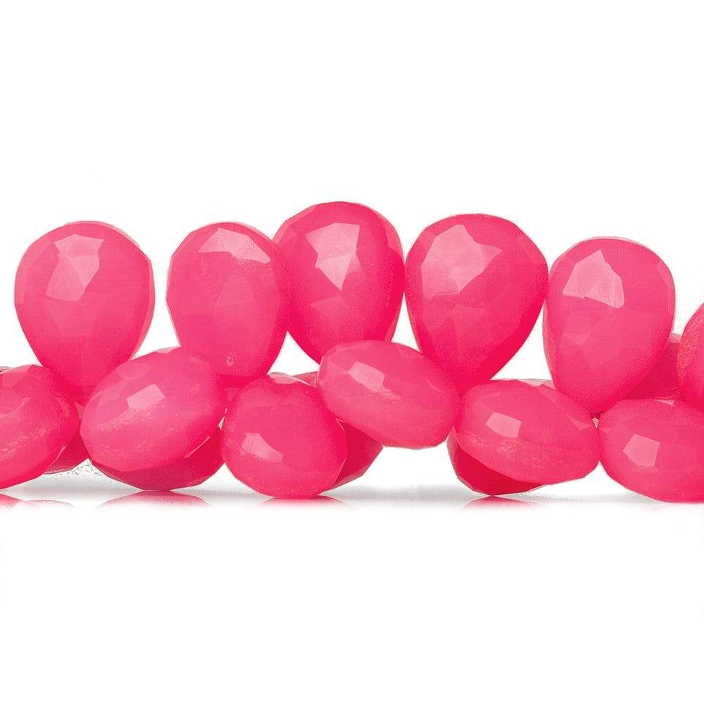 10x7-12x8mm Hot Pink Chalcedony Faceted Pear 8 inch 60 Beads - Beadsofcambay.com