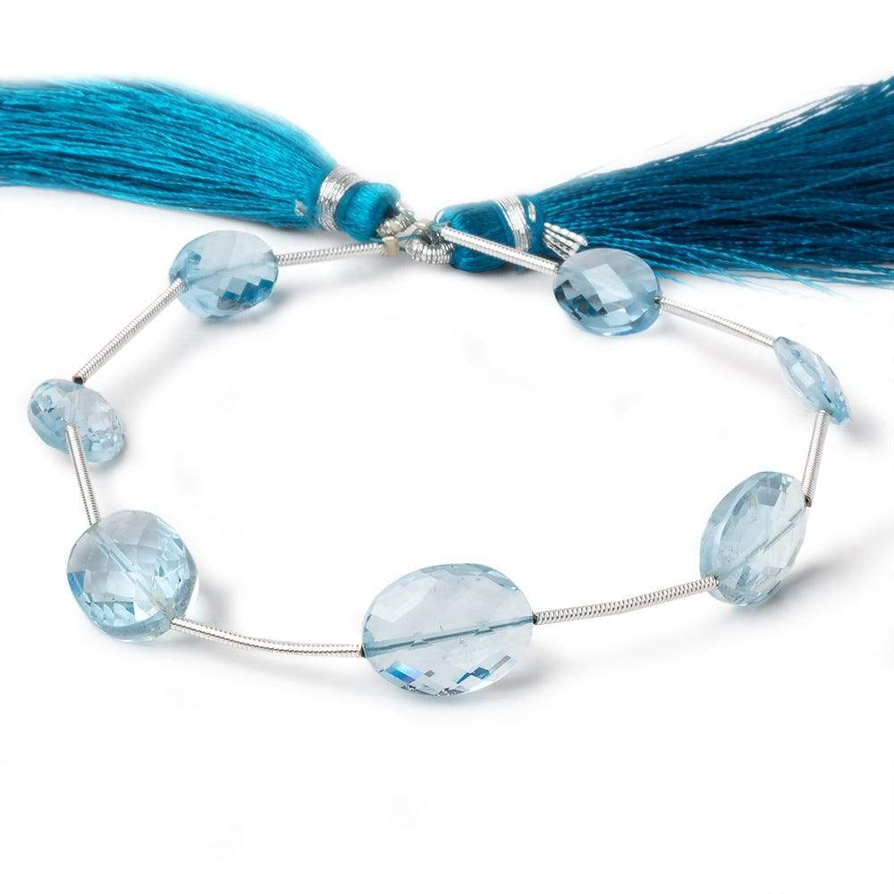 10x7-13x10mm Sky Blue Topaz faceted oval beads 8 inch 7 pieces AA - Beadsofcambay.com