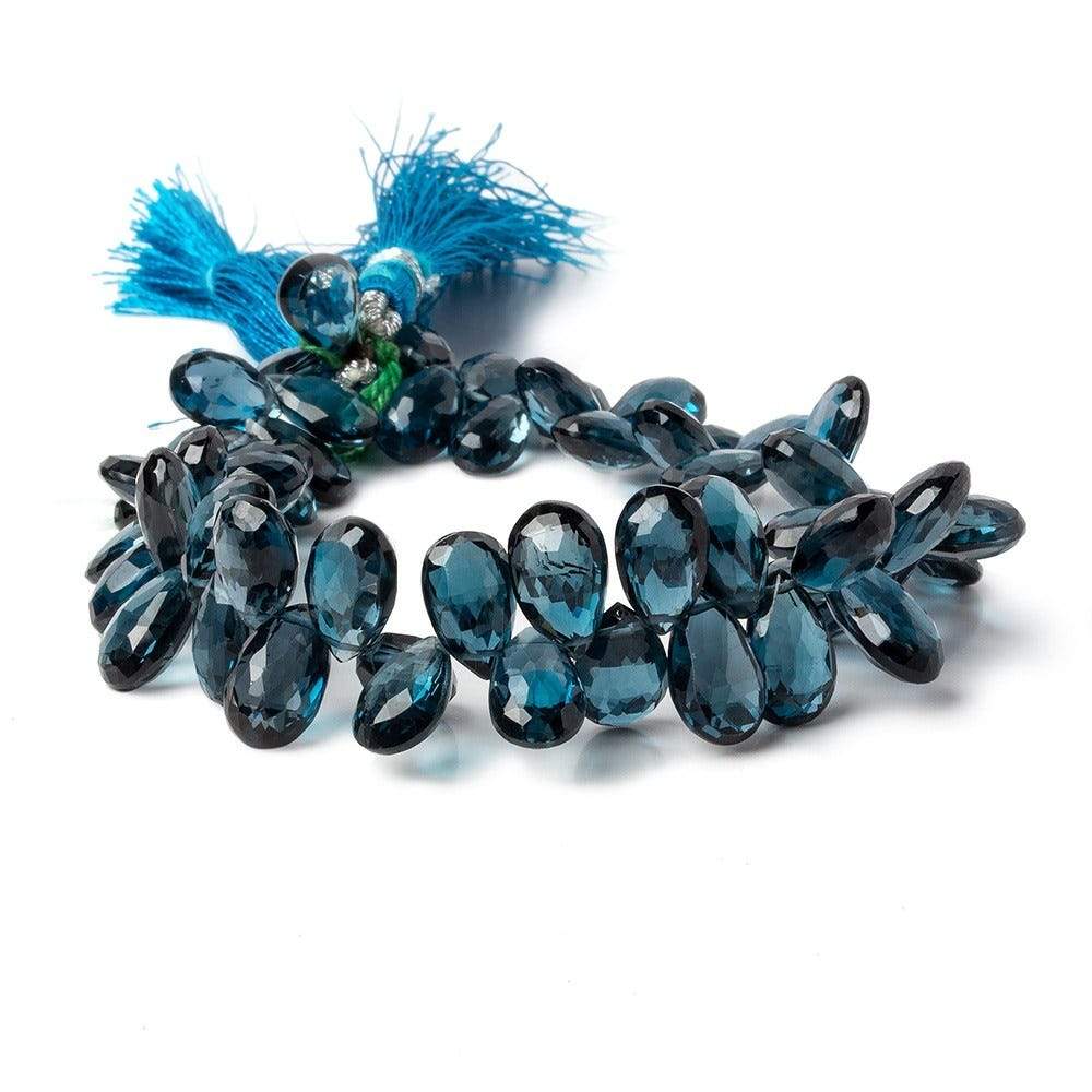 10x7-13x7mm London Blue Topaz faceted pear beads 8 inch 55 pieces AAA - Beadsofcambay.com