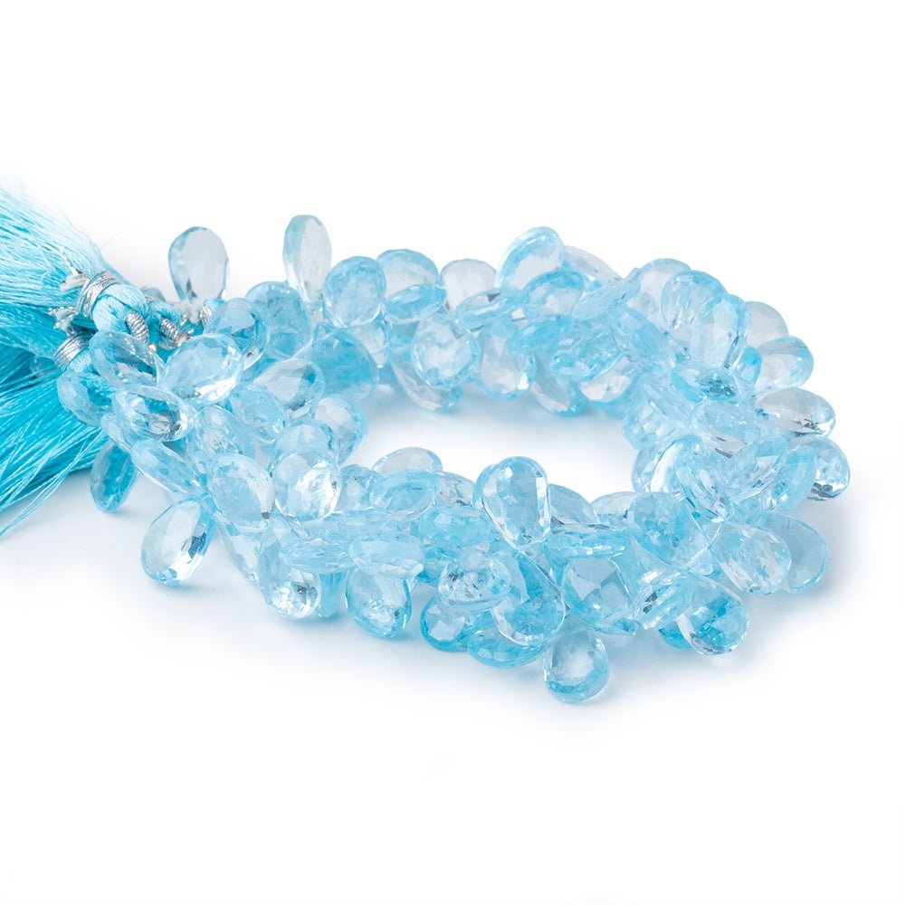 10x7-13x8mm Sky Blue Topaz Faceted Pear Beads 8 inch 48 pieces AAA - Beadsofcambay.com