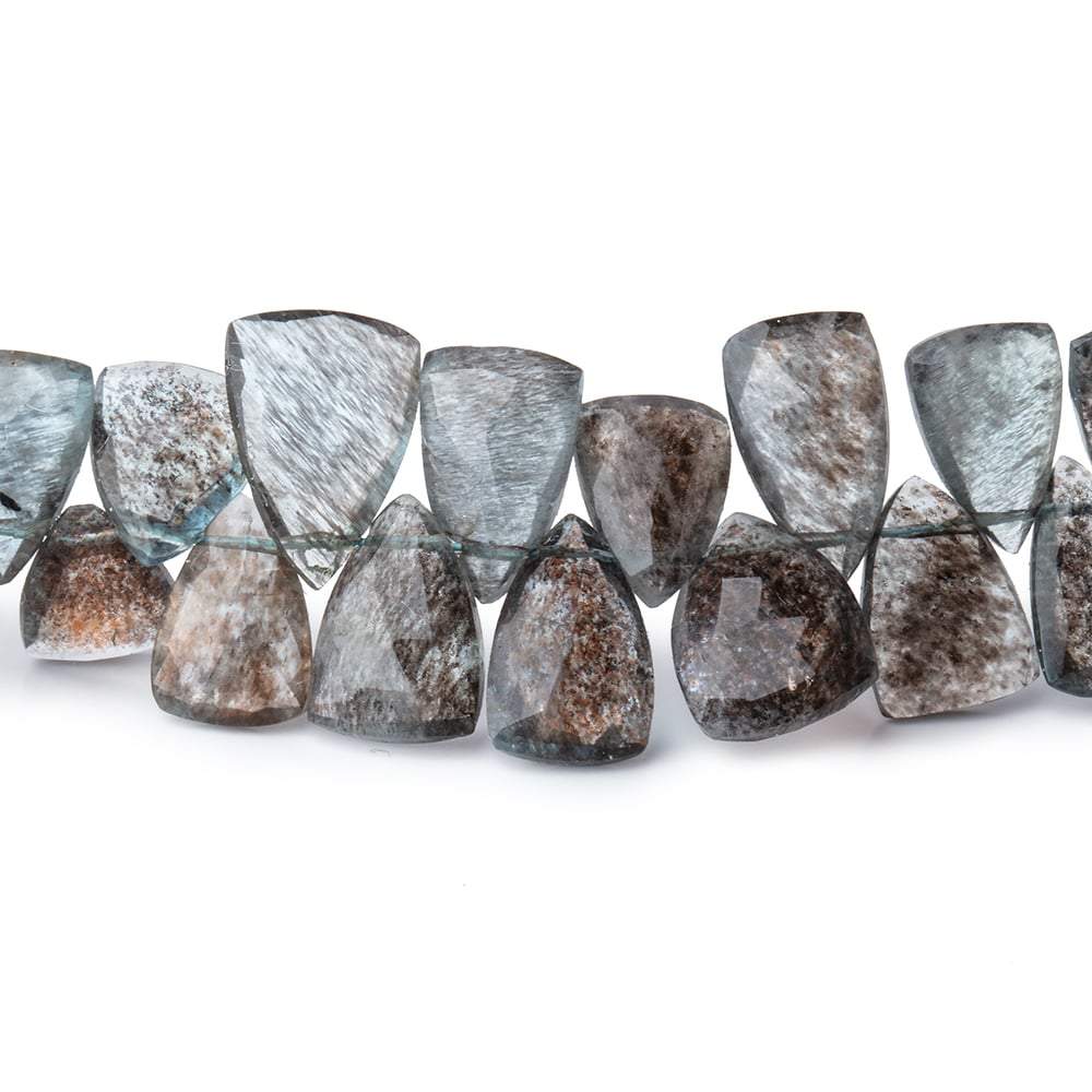 10x7-14x8mm Moss Aquamarine Top Drilled Faceted Points 6.5 inch 48 Beads - Beadsofcambay.com