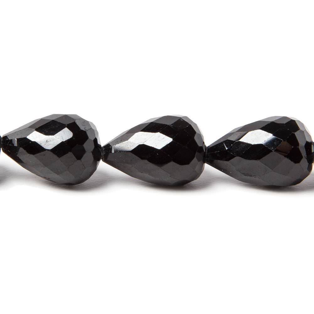 10x7-14x9mm Black Spinel Straight Drilled Faceted Tear Drop beads 16 inch 35 beads - Beadsofcambay.com