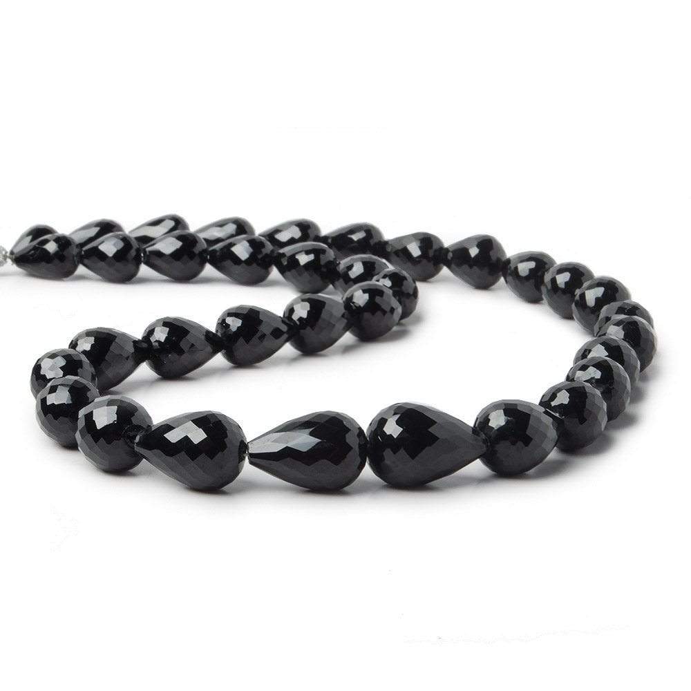 10x7-14x9mm Black Spinel Straight Drilled Faceted Tear Drop beads 16 inch 35 beads - Beadsofcambay.com