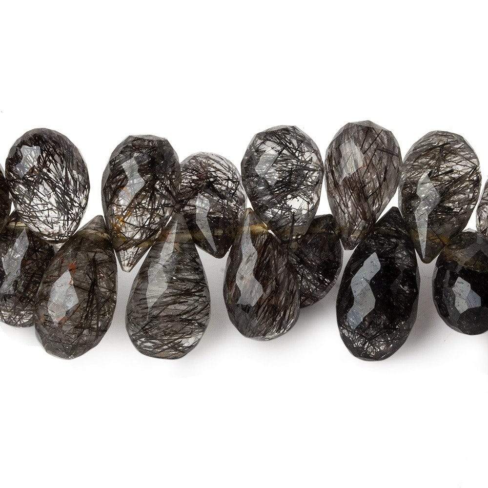 10x7-15x7mm Tourmalinated Quartz Tear Drop Briolette 8 inch 56 beads A - Beadsofcambay.com