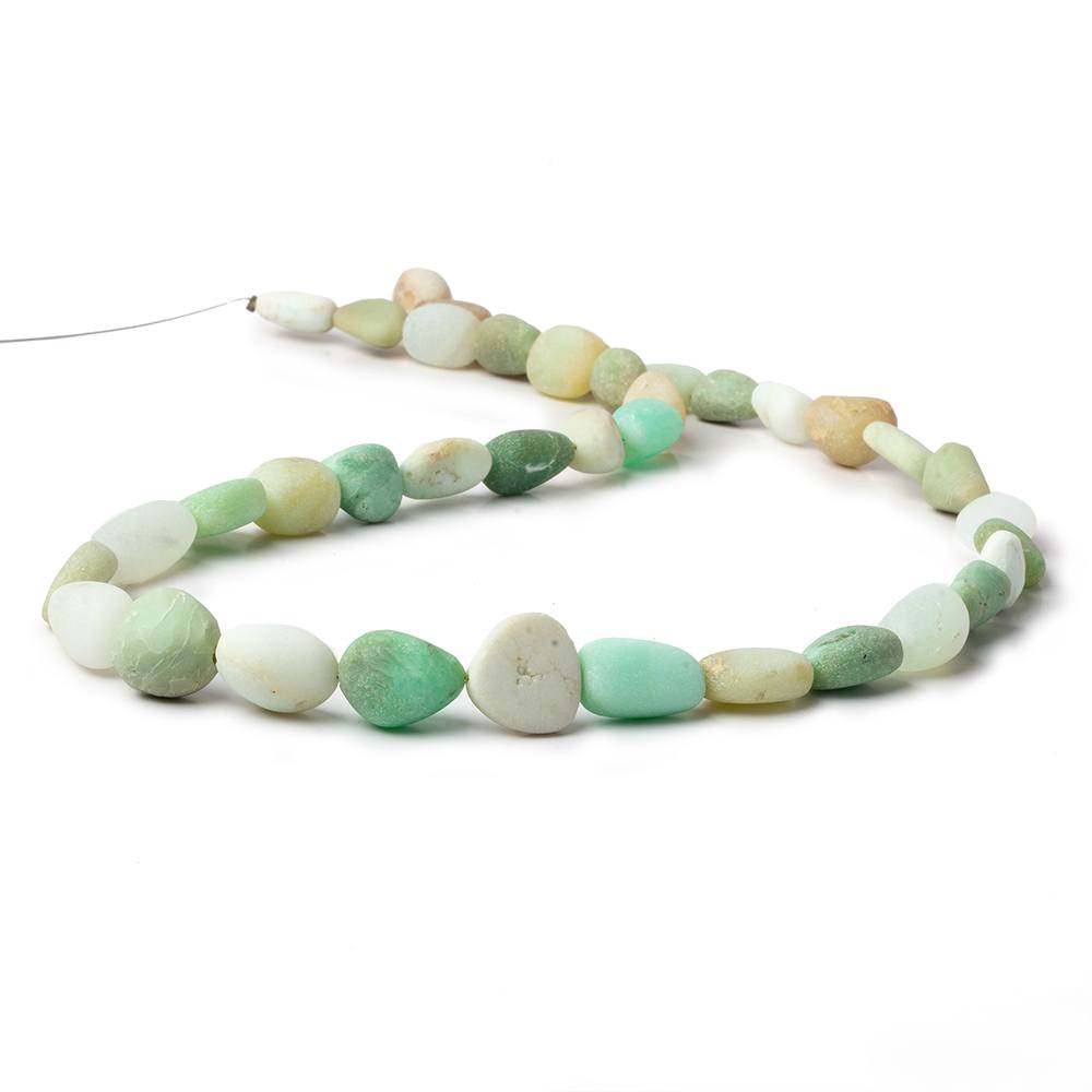 10x7-16x10mm Matte Green Tanzanian Opal Nugget Beads 18 inch 37 pcs - Beadsofcambay.com