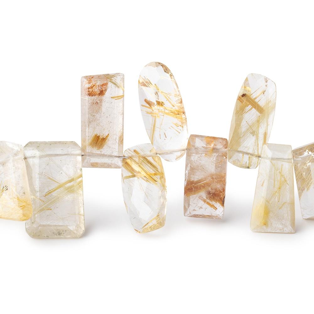 10x7-16x9mm Rutilated Quartz Faceted Fancy Shape Beads 7.5 inch 34 pieces AA - Beadsofcambay.com