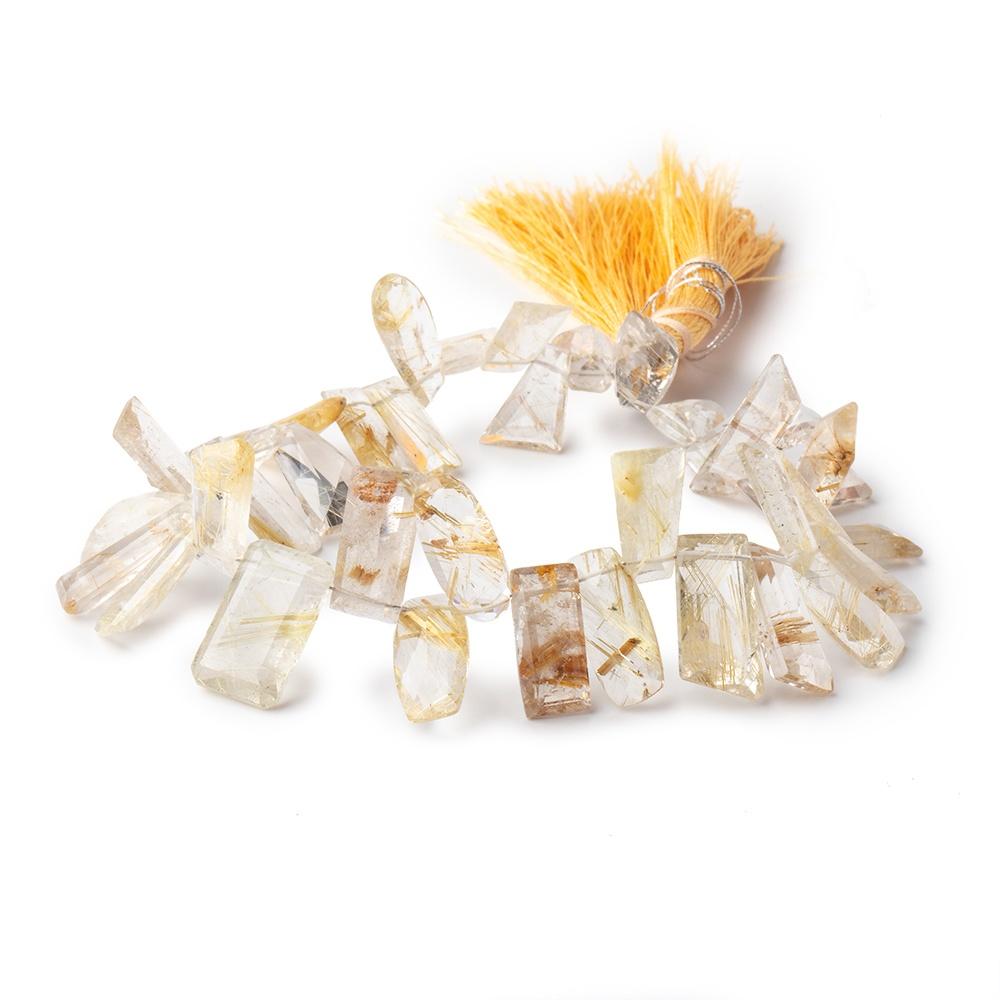 10x7-16x9mm Rutilated Quartz Faceted Fancy Shape Beads 7.5 inch 34 pieces AA - Beadsofcambay.com