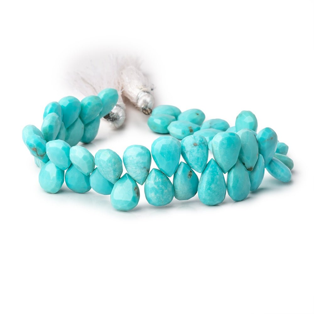 10x7.5-12x8mm Sleeping Beauty Turquoise Faceted Pear Beads 7.75 inch 47 pieces - Beadsofcambay.com