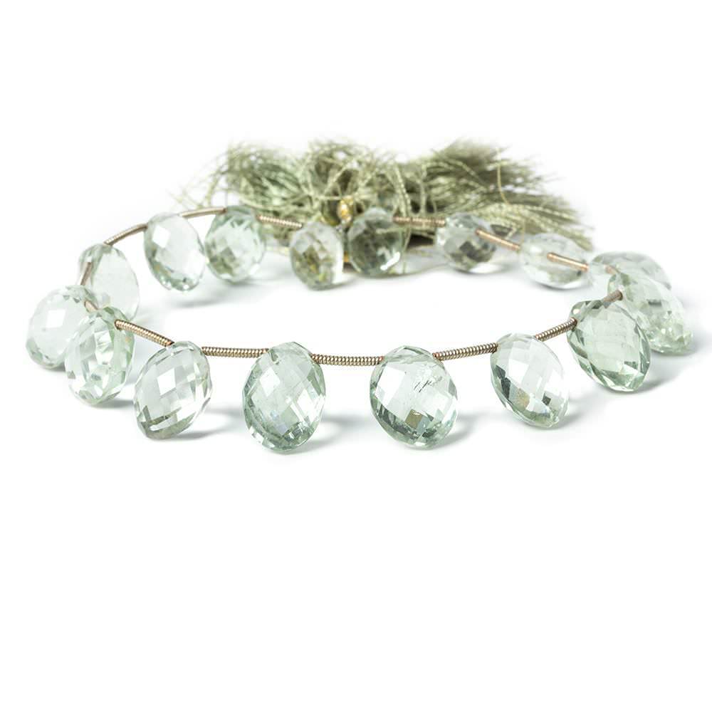 10x7mm-14x10mm Prasiolite Beads Top Drilled Faceted Oval 16 pieces - Beadsofcambay.com