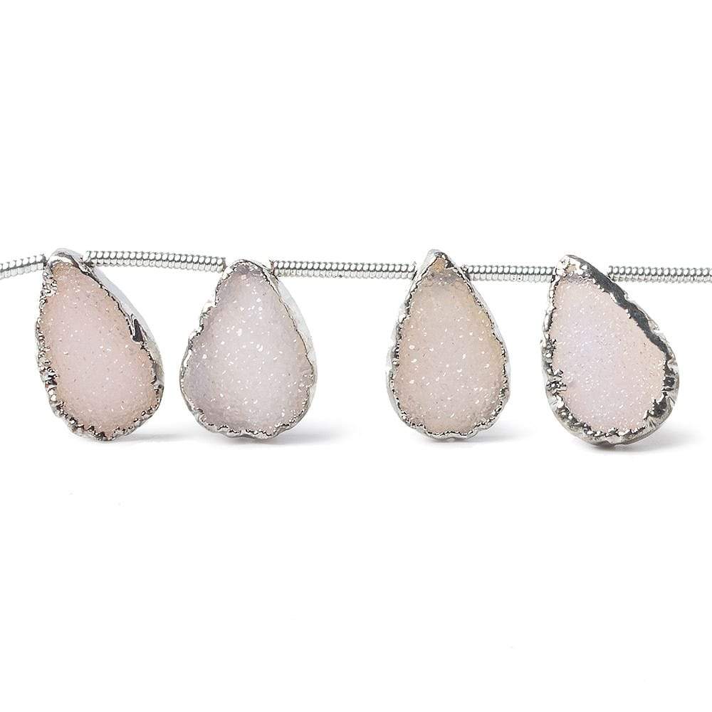 10x7mm to 12x8mm Silver Leafed Pink Translucent Drusy Strand 8 inch 12 pieces - Beadsofcambay.com