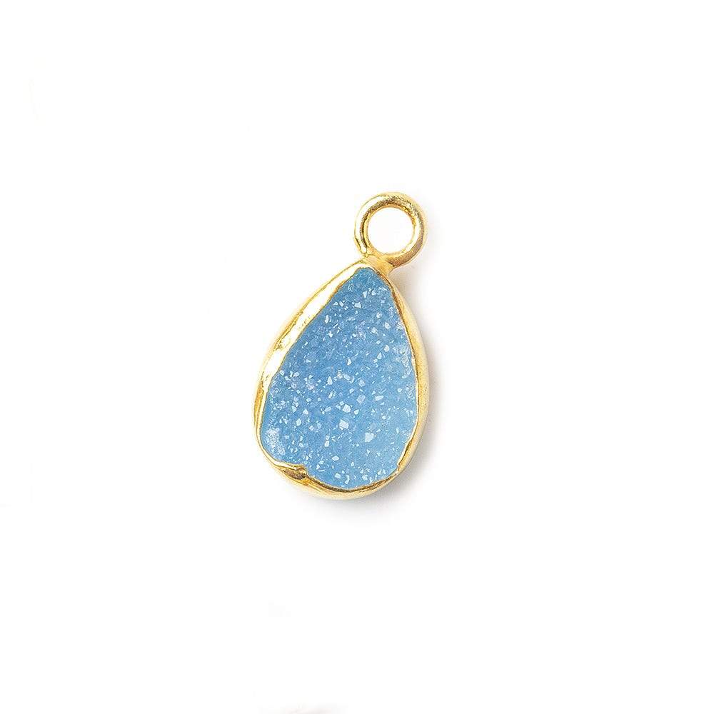 10x7mm Vermeil Bezel Blue Drusy Pear Pendant 1 piece - Beadsofcambay.com