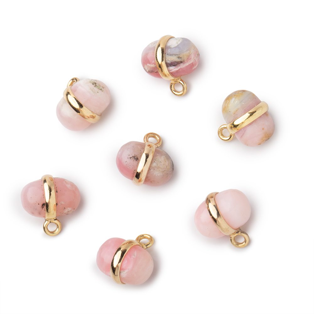 10x7mm Vermeil Bezel Pink Peruvian Opal Plain Oval Pendant 1 Focal piece - Beadsofcambay.com