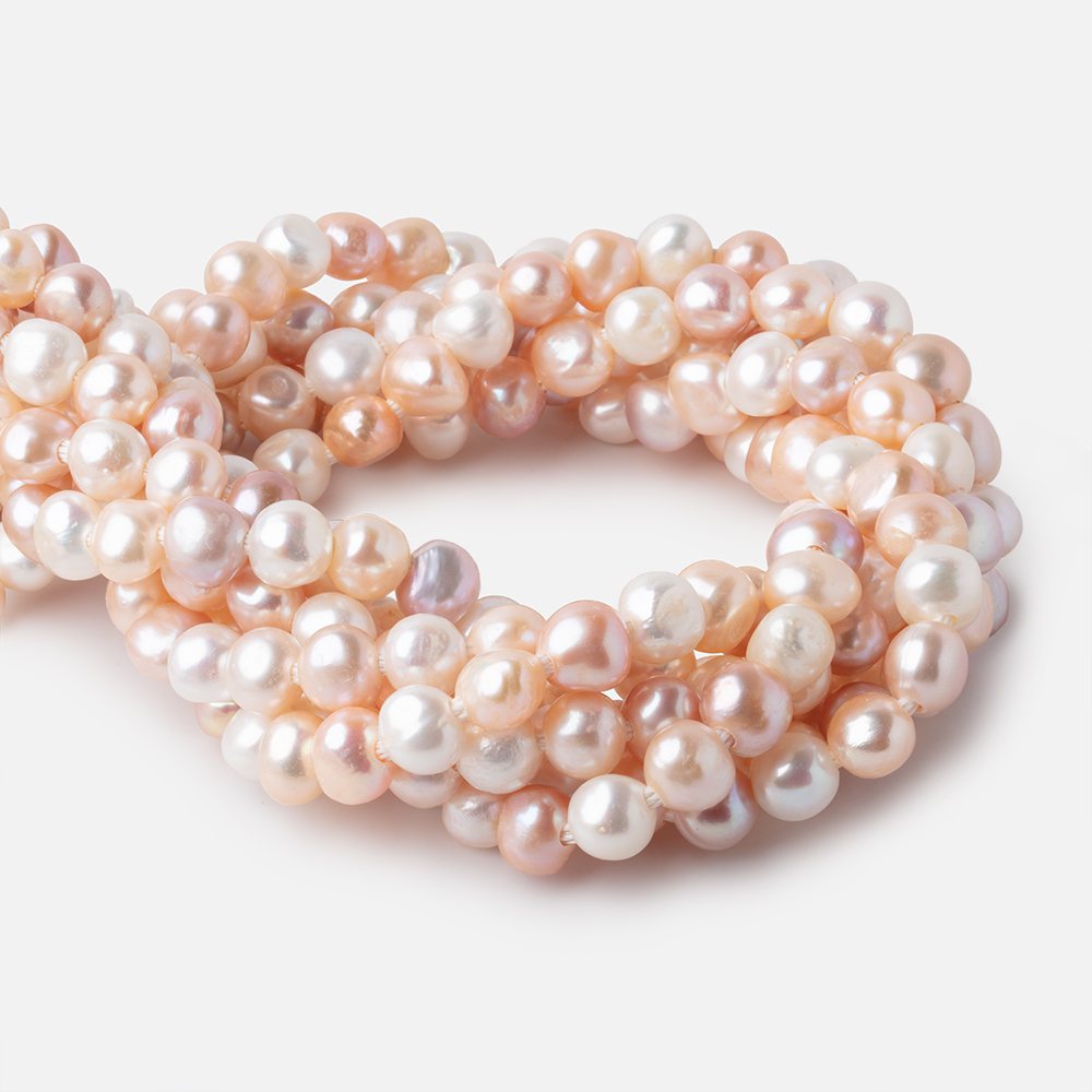 10x8-11x10mm Tri-Color Baroque 2.5mm Large Hole Pearls 15 inch 40 beads - Beadsofcambay.com