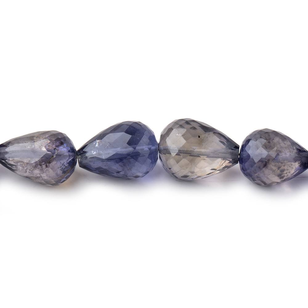 10x8-12x10mm Iolite straight drilled faceted tear drop Beads 8 inch 18 pieces - Beadsofcambay.com
