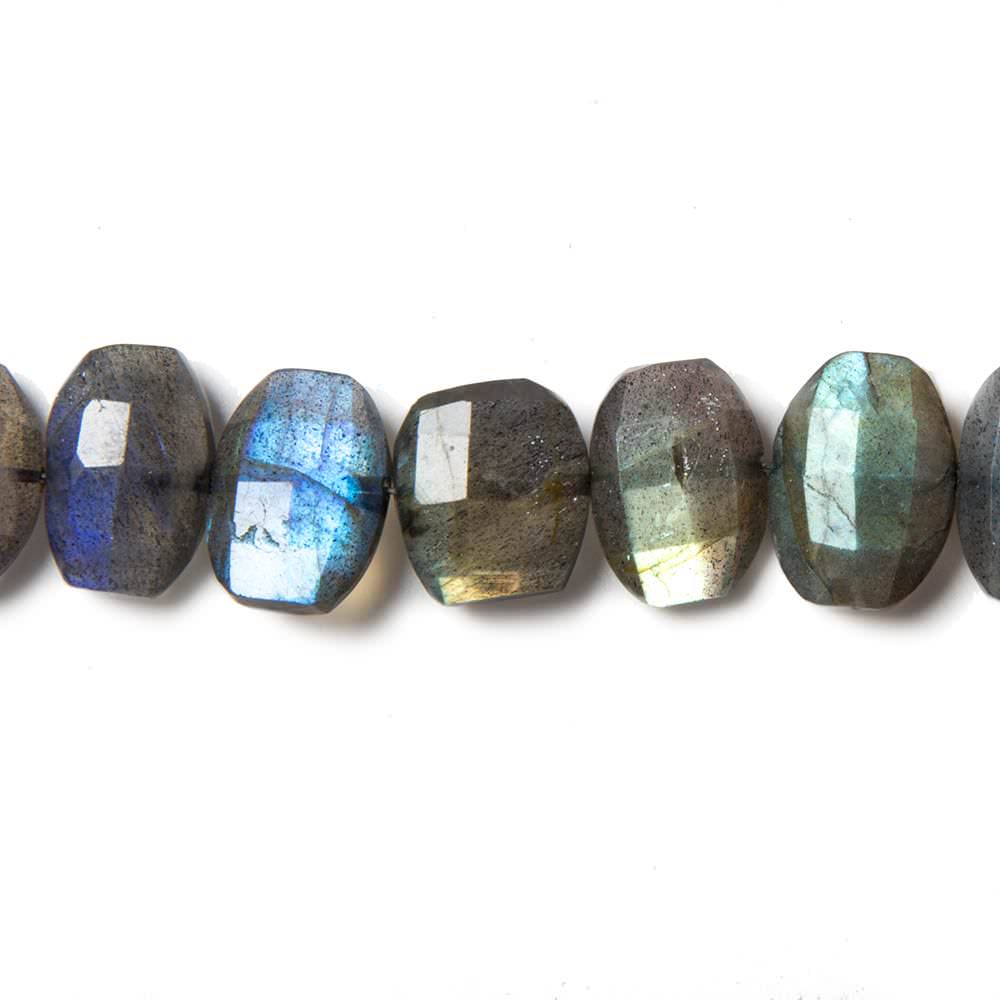 10x8-12x8mm Labradorite side drilled Faceted Cushion Beads 7 inch 20 pieces - Beadsofcambay.com