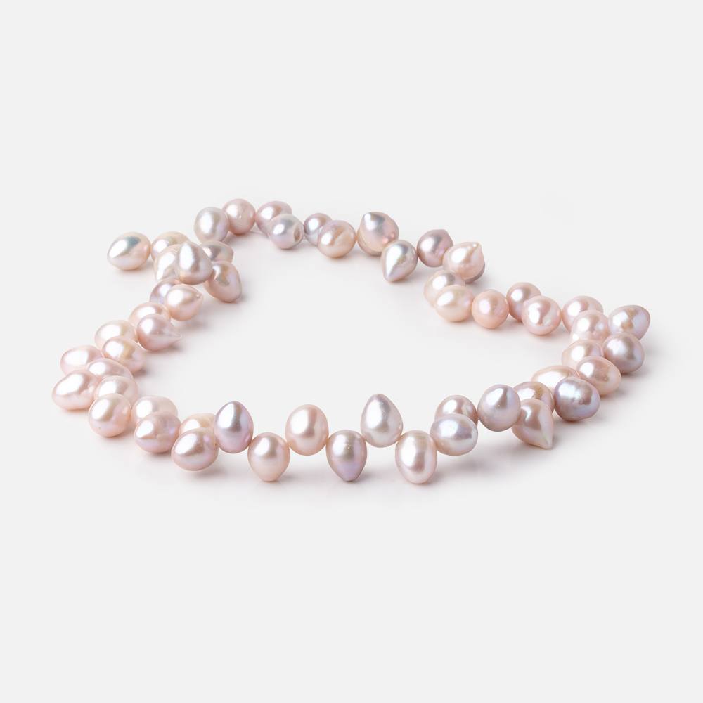 10x8-12x9mm Ballet Pink Top Drill Baroque Freshwater Pearls 15.5 inch 55 Beads - Beadsofcambay.com