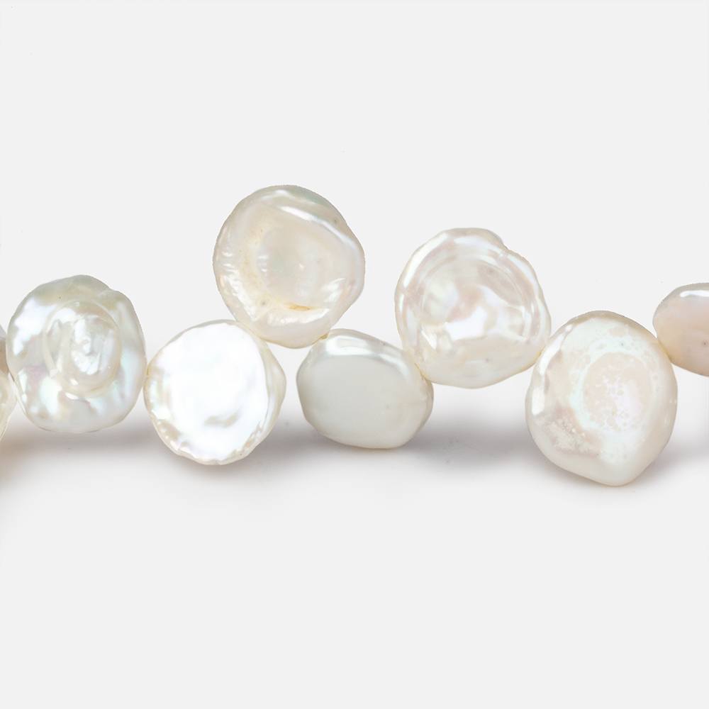 10x8-14x14mm Creamy Off White top drilled Keshi Freshwater Pearls AA 15.5 inch 43 pcs - Beadsofcambay.com