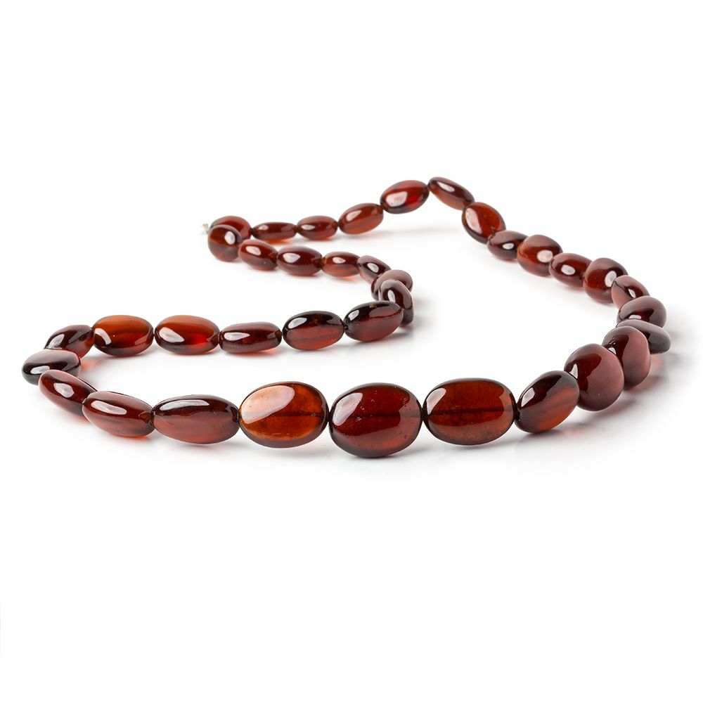 10x8-18x14mm Hessonite Garnet plain oval nugget beads 20 inches 37 pieces - Beadsofcambay.com