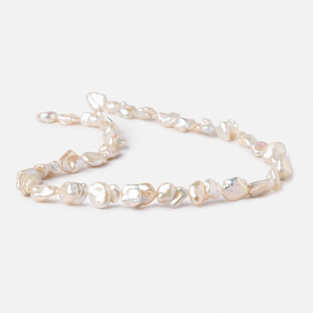 10x8.5-13x9mm Peach Keshi Freshwater Pearls 16 inch 30 beads AA - Beadsofcambay.com