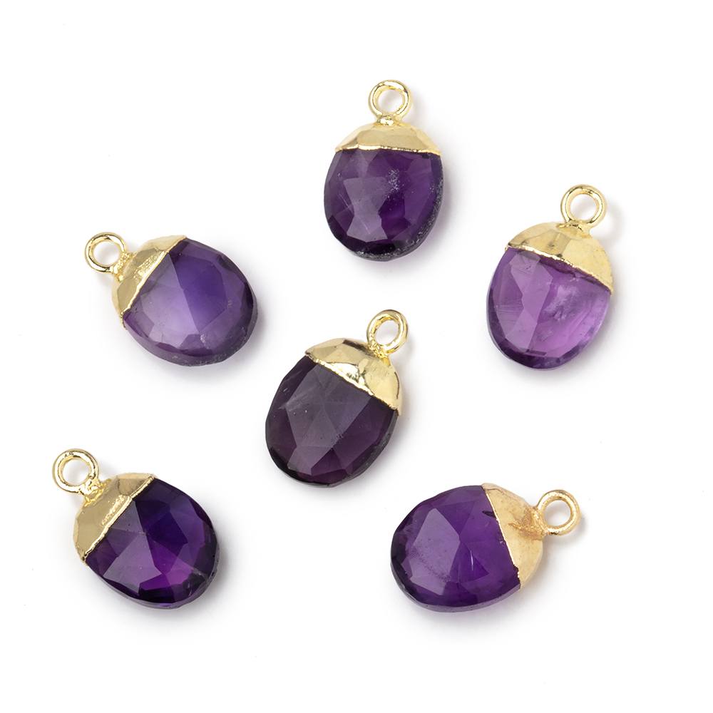 10x8mm Gold Leafed Amethyst Faceted Oval Focal Bead 1 piece - Beadsofcambay.com
