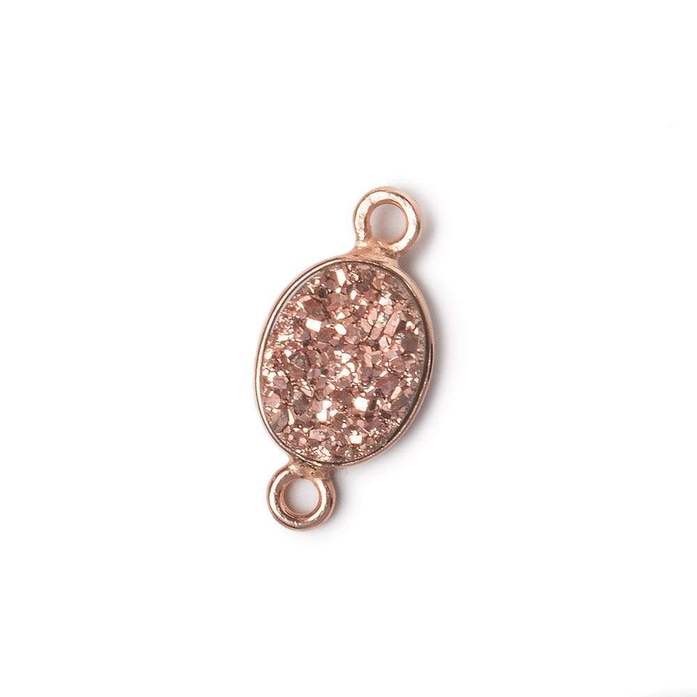 10x8mm Rose Gold Bezel Metallic Rose Drusy Oval Connector 1 piece - Beadsofcambay.com