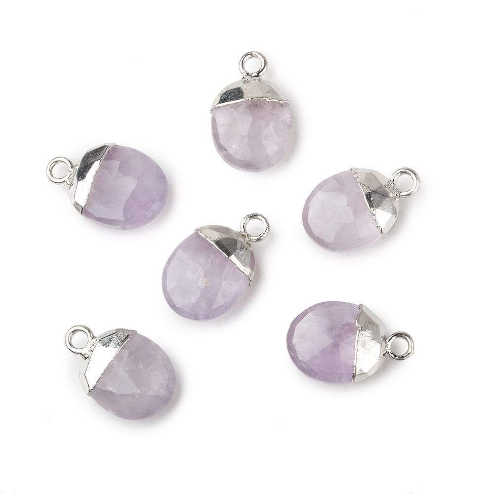 10x8mm Silver Leafed Pink Amethyst Oval Pendant 1 piece - Beadsofcambay.com
