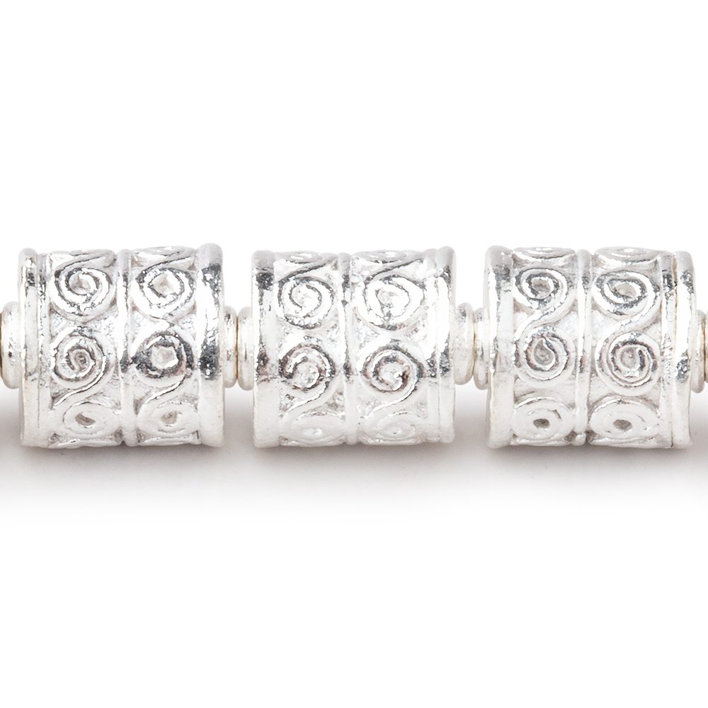 10x8mm Sterling Silver Plated Copper Wave Scroll Tube 8 inch 20 Beads - Beadsofcambay.com