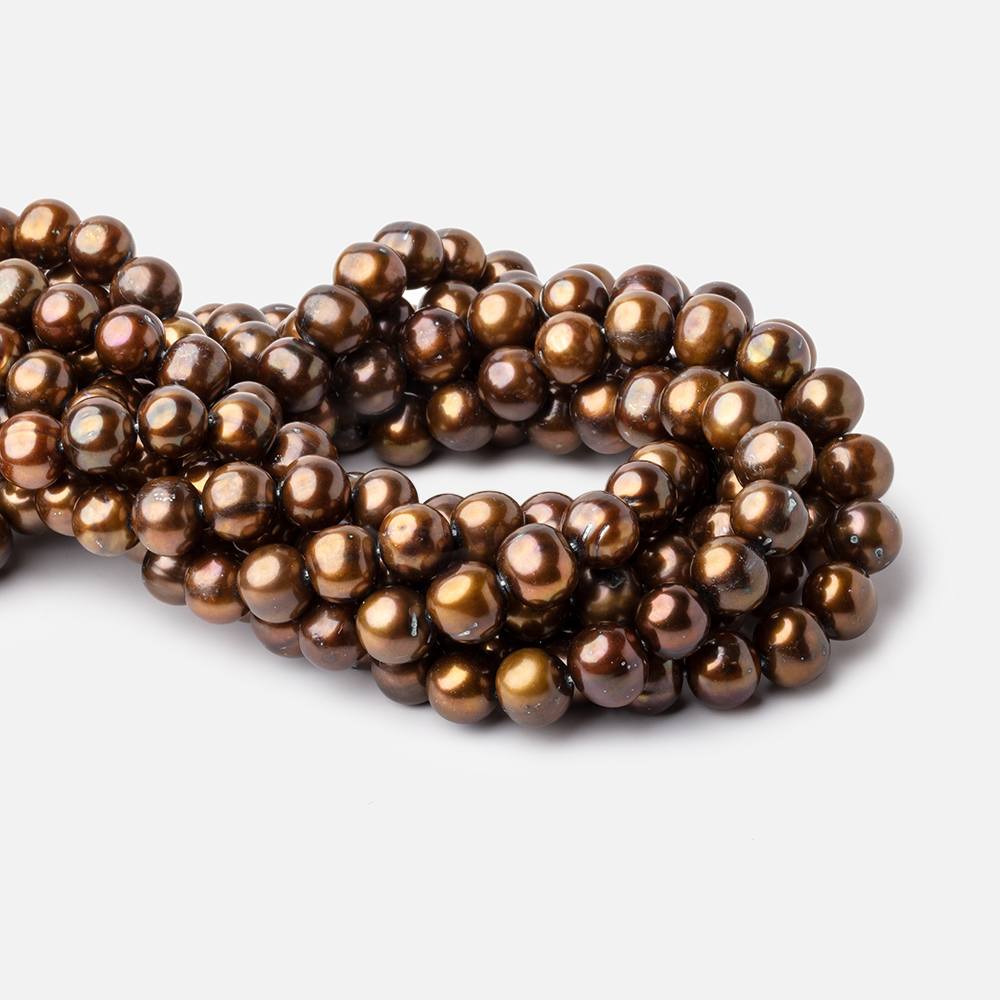 10x9-11x9mm Bronze Off Round Freshwater Pearl Beads 15 inch 42 pieces - Beadsofcambay.com