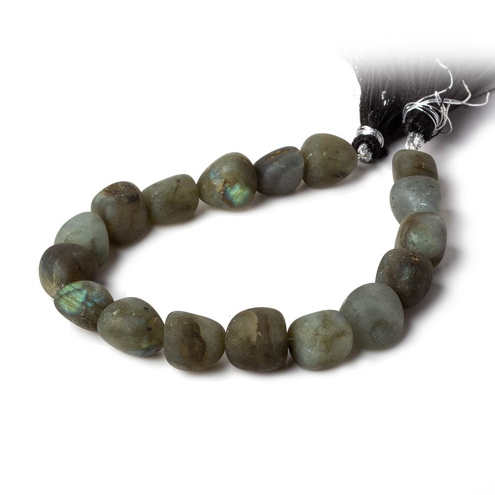 10x9-12x9.5mm Matte Labradorite tumbled plain nuggets 7.5 inch 16 beads AA - Beadsofcambay.com