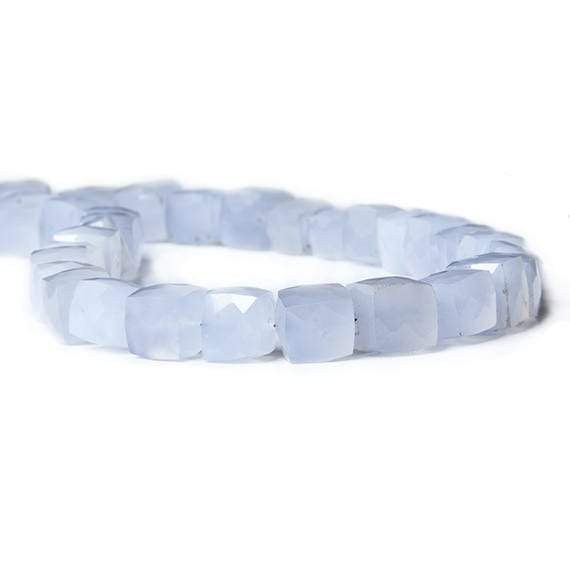 10x9-13.5x10mm Turkish Blue Chalcedony faceted cube 16 inches 37 beads - Beadsofcambay.com
