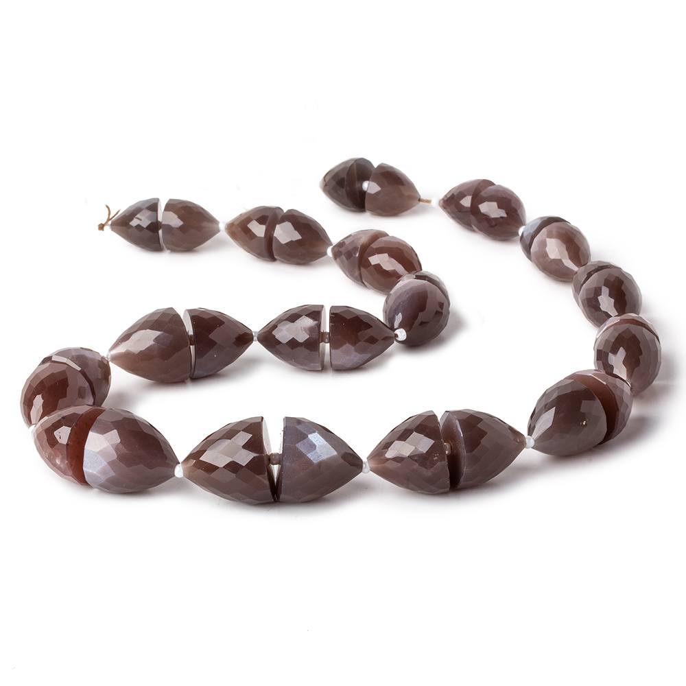 10x9-14x14mm Chocolate Brown Moonstone Center Drilled Faceted Fancy Shapes 15.5 inch 32 beads AA - Beadsofcambay.com
