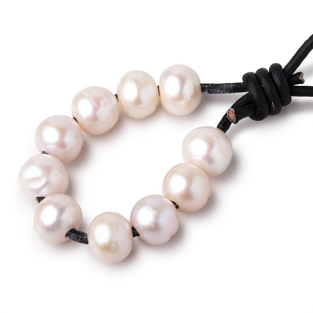 10x9mm Cream Large Hole Off Round Pearls Set of 10 - Beadsofcambay.com