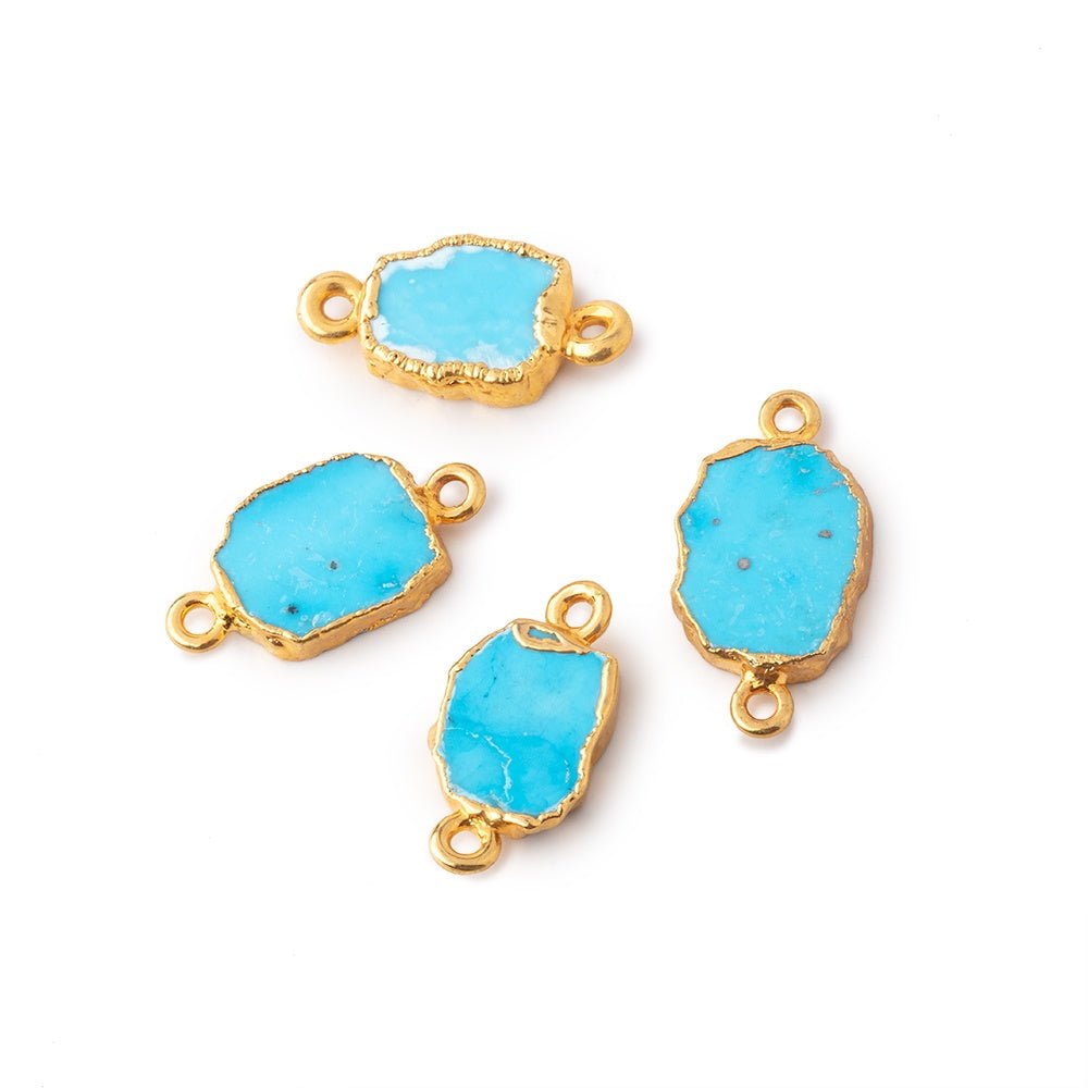 10x9mm Gold Leafed Turquoise Howlite Slice Connector 1 piece - Beadsofcambay.com