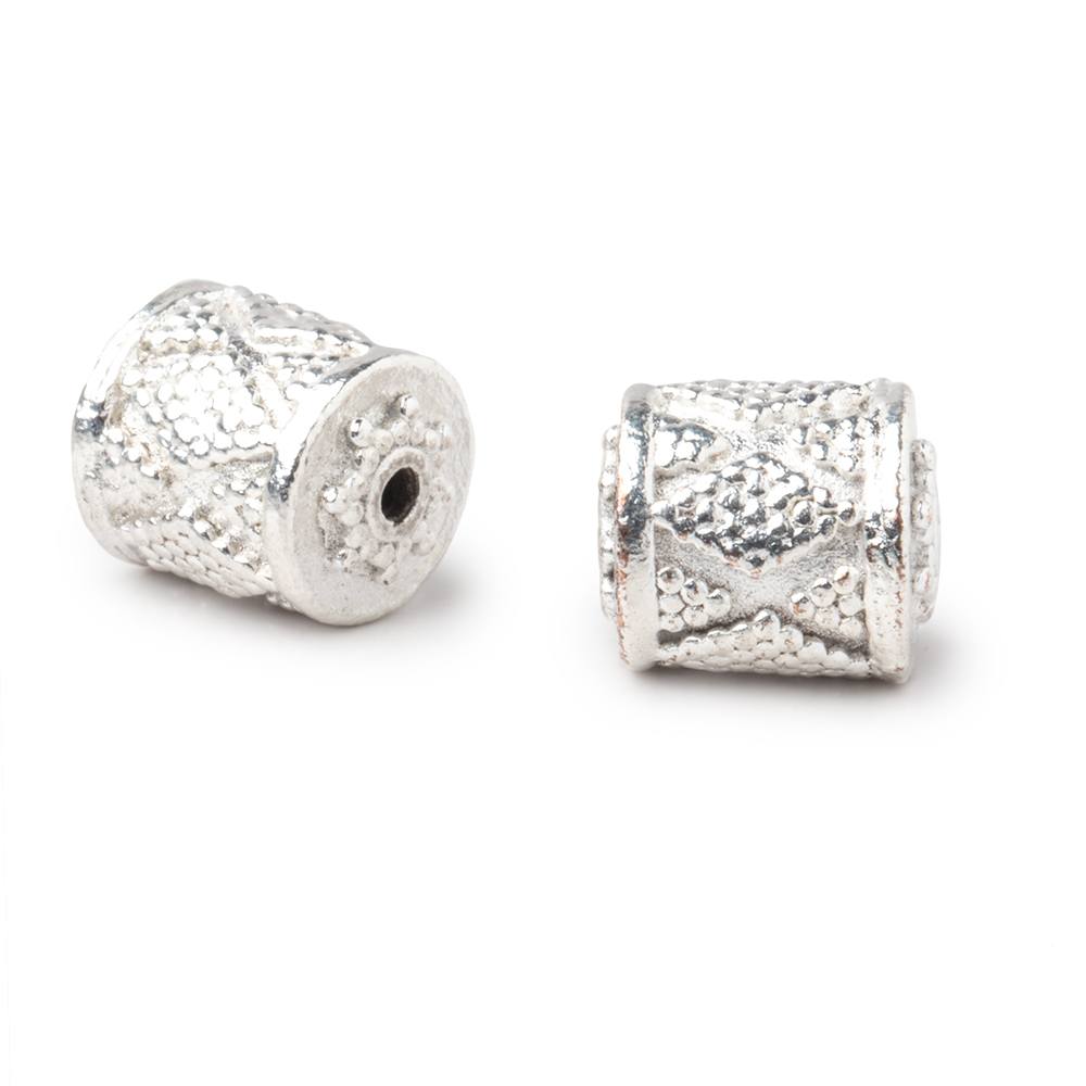 10x9mm Silver Plated Copper Miligrain Tube Set of 2 Beads - Beadsofcambay.com