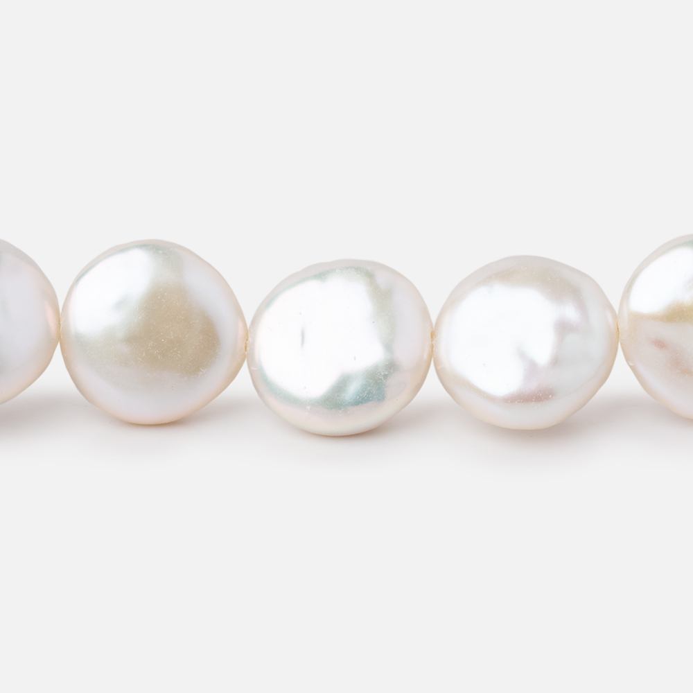 11-12mm Creamy White Coin Freshwater Pearls 15.5 inch 33 Beads AAA - Beadsofcambay.com