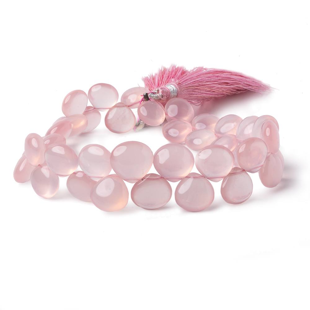 11-12mm Rose Quartz plain heart beads 8.5 inch 36 pieces - Beadsofcambay.com