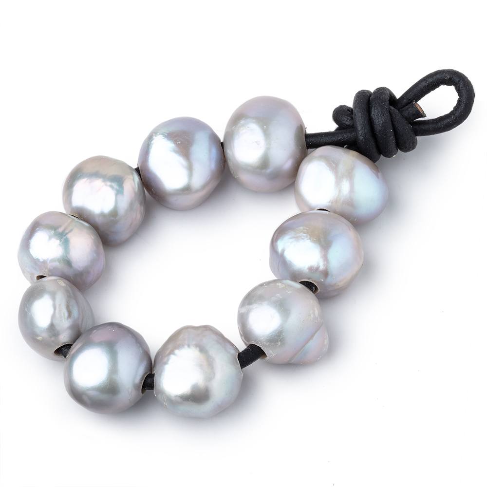 11-12mm Silver Lilac Large Hole Baroque Pearls Set of 10 - Beadsofcambay.com