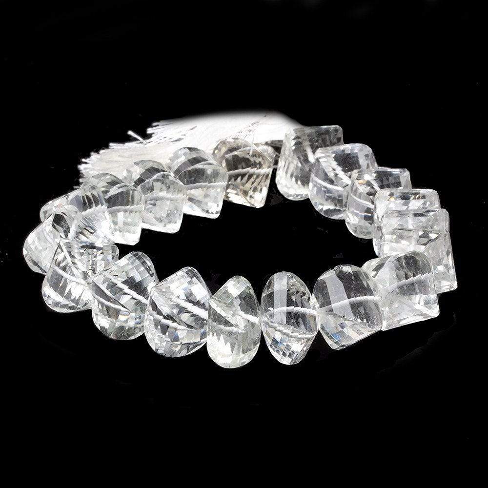 11-13mm Crystal Quartz Twist Beads 8.5 inch 19 pieces - Beadsofcambay.com