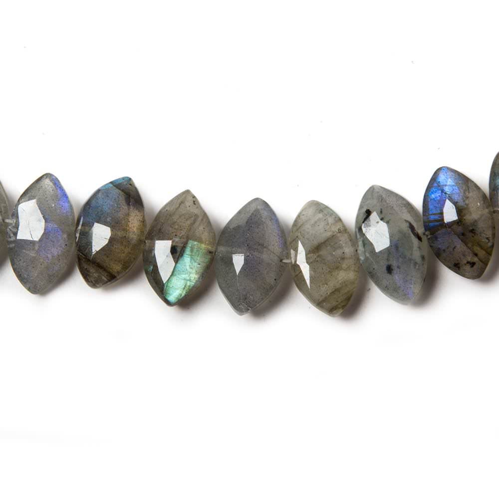 11-13mm Labradorite Side Drilled Faceted Marquise Beads 8 inch 28 pieces - Beadsofcambay.com
