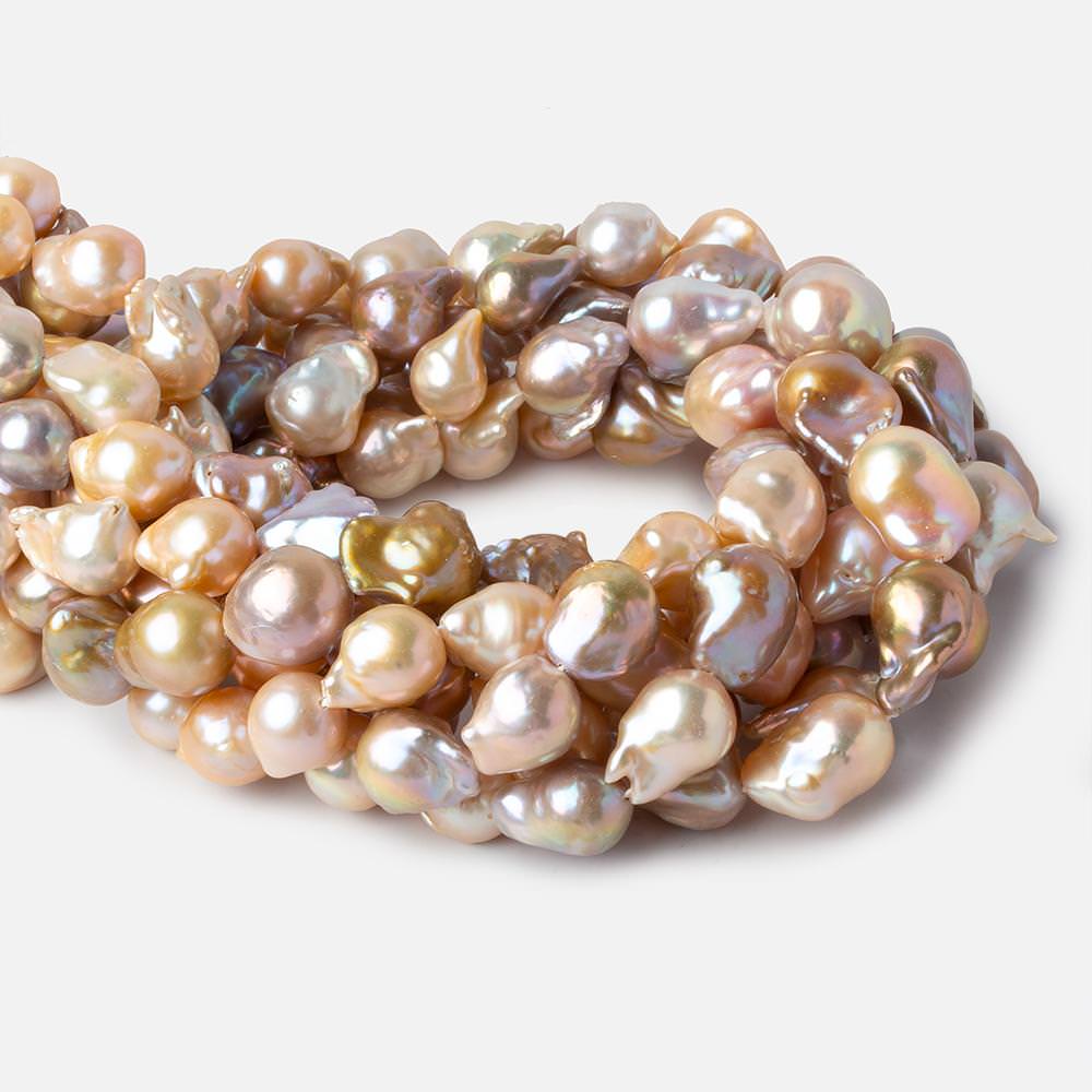 11-13mm Multi Color Ultra Baroque Freshwater Pearls 16.5 inch 23 pieces - Beadsofcambay.com