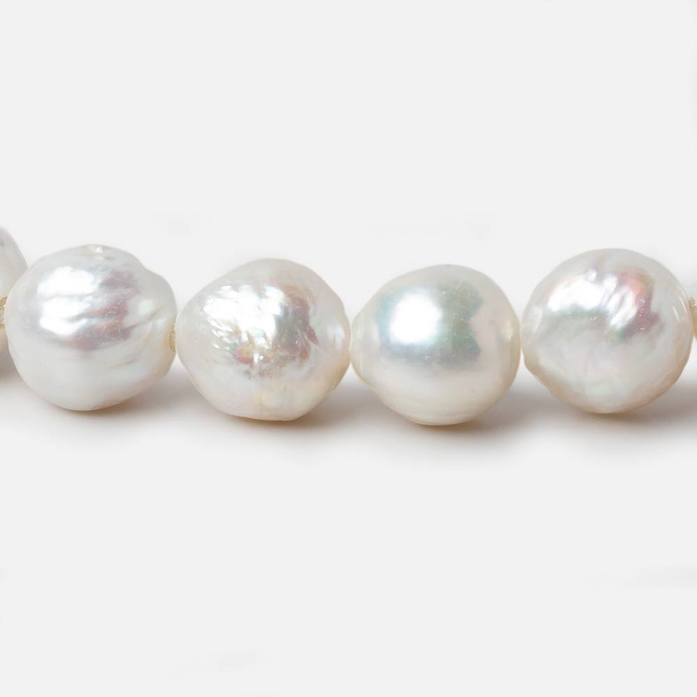 11-13mm Off White Baroque Large Hole pearls 8 inch 14 pieces - Beadsofcambay.com